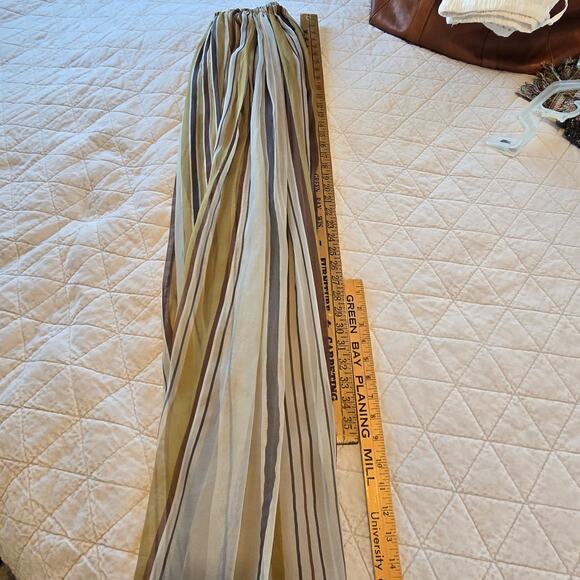 Brunello Cucinelli Striped Silk Organza Long Skirt Womens 4 Gold Burgundy Luxury - Picture 12 of 14